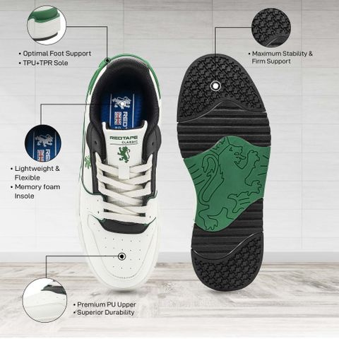 RED TAPE White Sneakers for Men (Black, Green, 8) - Image 8