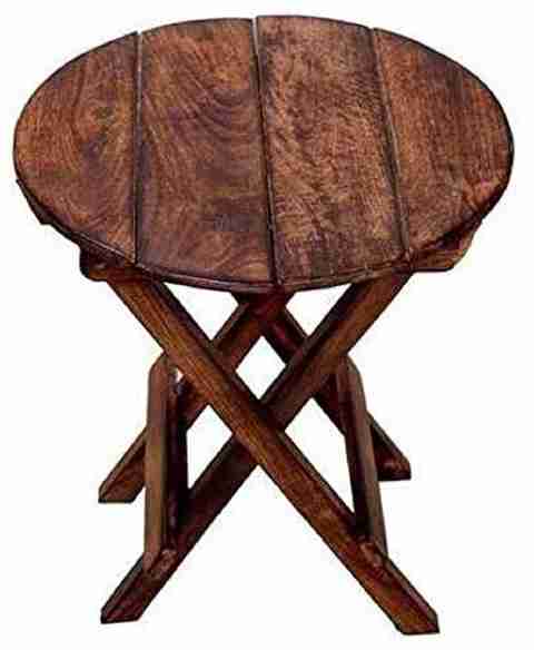 Giftoshopee Solid Wood Corner Table, Wooden Finish - Image 2
