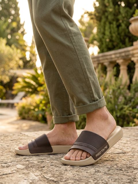 RED TAPE Men Slides Beige Size 8 - Image 6