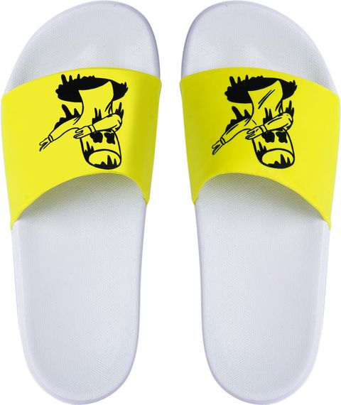 PERY-PAO Men Slides Yellow White Size 6 - Image 6