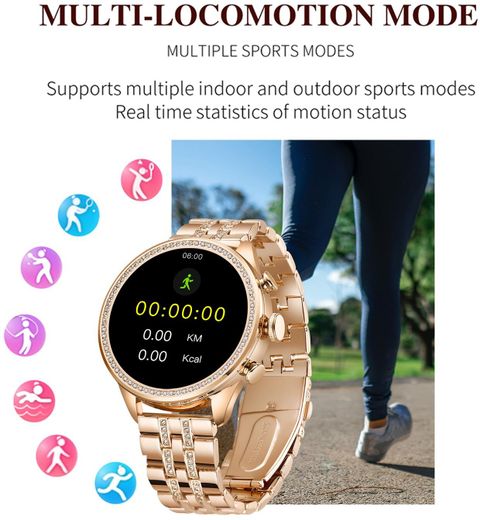 Nizix 5 cm T6 Gen 9 Smartwatch: 14 Sports Modes, Voice Assistant, Long Battery Smart Watch Strap (Gold) - Image 3