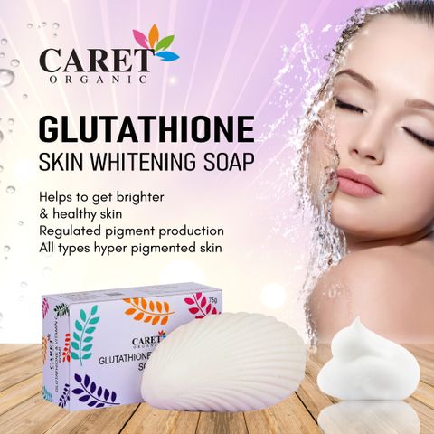 Caret Organic Glutathione & Vitamin C Skin Brightening & Whitening Antioxidant Soap - Dermatologically Tested - Paraben & Cruelty Free - For All Skin Types