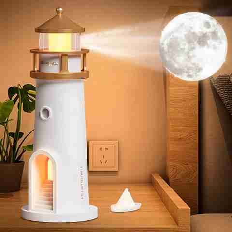 TECHEL SKE_Lighthouse Lamp, Moon Projection LED Light RR67 Table Lamp (8 cm, Multicolor) - Image 3