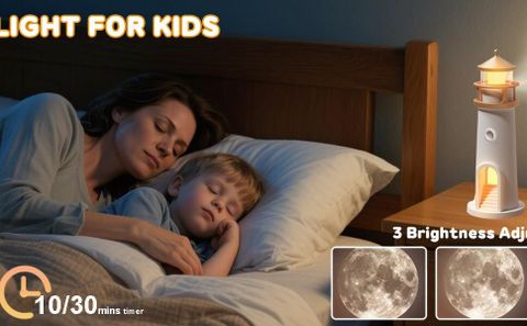 TECHEL SKE_Lighthouse Lamp, Moon Projection LED Light RR67 Table Lamp (8 cm, Multicolor) - Image 4