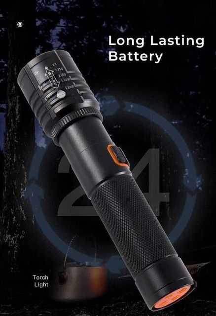 UNZAG High Power LED Waterproof Rechargeable Torch (Black) - Image 7