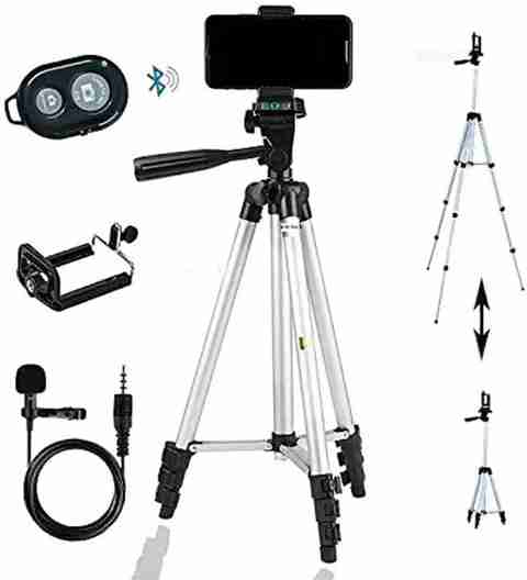 Planetoid Tripod 3110 Mobile Stand with Bluetooth Selfie Remote & Collar Mic (1.5 meter) Tripod Kit, Tripod (Black, Silver, Supports Up to 1500 g) - Image 4
