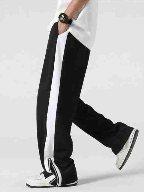 Paralians Men Solid, Striped Black Track Pants - Image 5