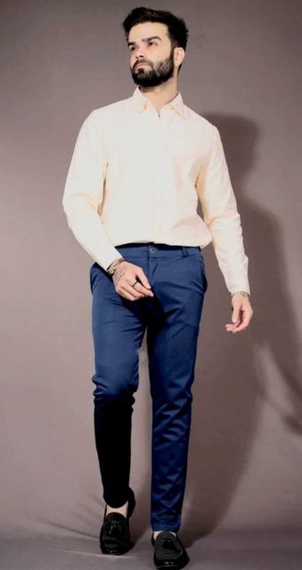 lapataclub Men Comfort Fit Dark Blue Lycra Blend Trousers - Image 5
