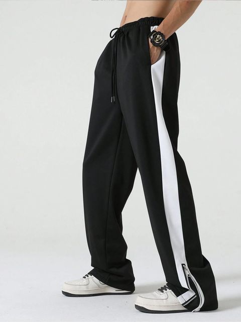 Paralians Men Solid, Striped Black Track Pants - Image 8