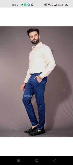 lapataclub Men Comfort Fit Dark Blue Lycra Blend Trousers - Image 6