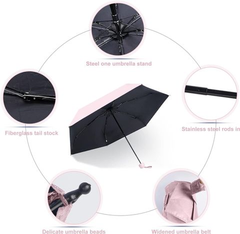 RAINGAL Mini Folding Compact Umbrella Pink - Image 7