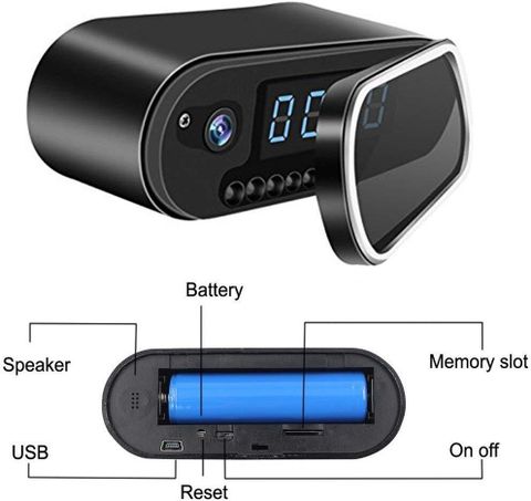 DEROVON WiFi Table Clock Security Camera Audio and Video Recording Motion Detection Security Camera (64 GB, 1 Channel) - Image 7