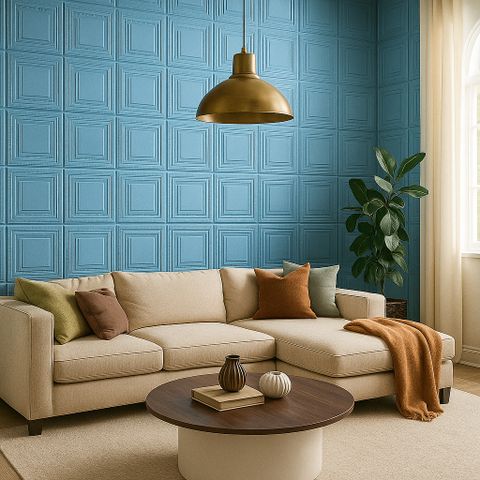 Yugam 70x70 cm Waterproof Vinyl Wallpaper Blue Pack of 15 - Image 8
