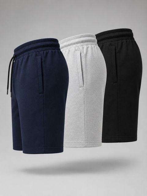 TENRUN Pack of 3 Solid Men Multicolor Basic Shorts - Image 6