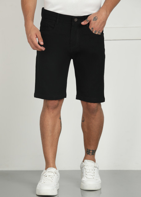 DENIM LOOK Solid Men Denim Black Baggy Shorts - Buy DENIM LOOK