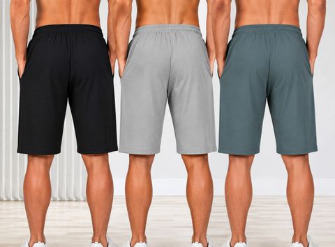 Denlike' Men Lycra Blend Black, Grey, Dark Green Regular Shorts - Image 3