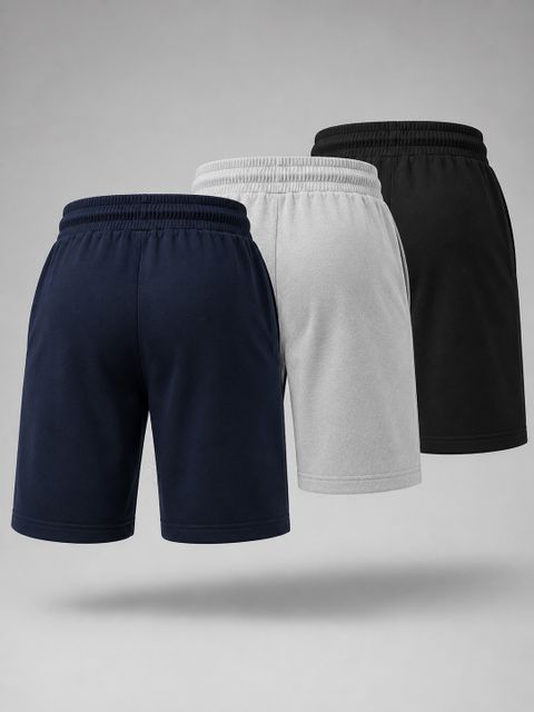 TENRUN Pack of 3 Solid Men Multicolor Basic Shorts - Image 7
