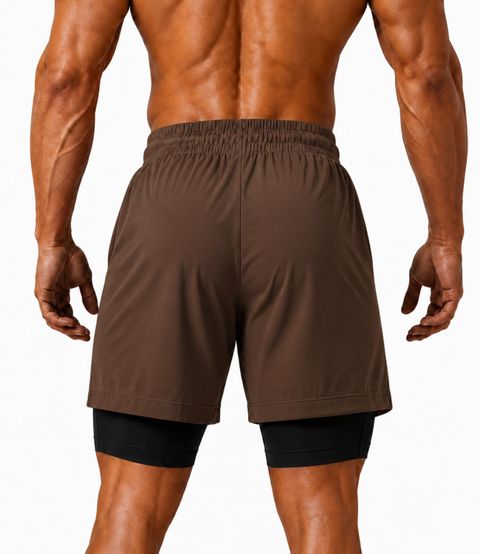 JACKY FITNESS Men's Brown Printed Gym Shorts - Image 6