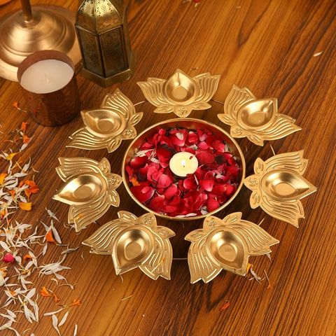 M A Handicraft Decorative Metal Urli Bowl, 5 cm, Gold - Image 7