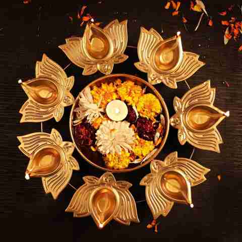 M A Handicraft Decorative Metal Urli Bowl, 5 cm, Gold - Image 5
