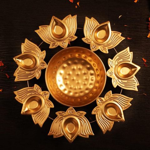 M A Handicraft Decorative Metal Urli Bowl, 5 cm, Gold - Image 8