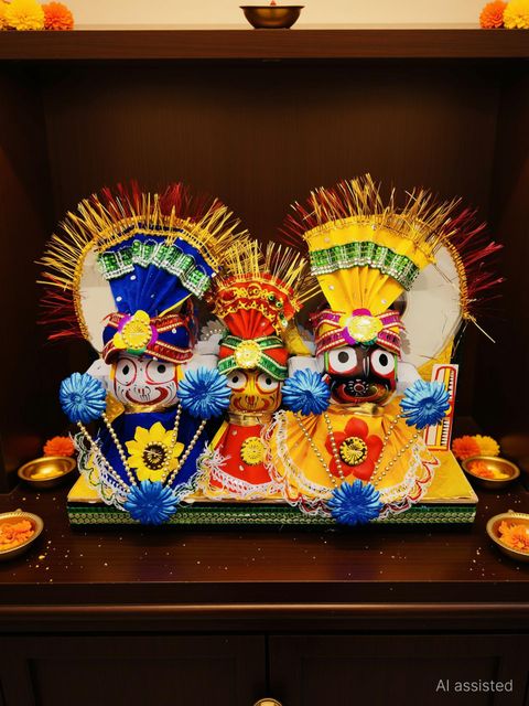 Dhaksh Handicrafts Jagannath Besha Idol Decorative Showpiece - 10 cm, - Image 6