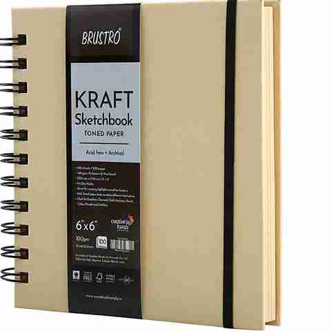 BRuSTRO Toned Kraft Sketchbook, Wiro Bound, Size 6 - Image 3