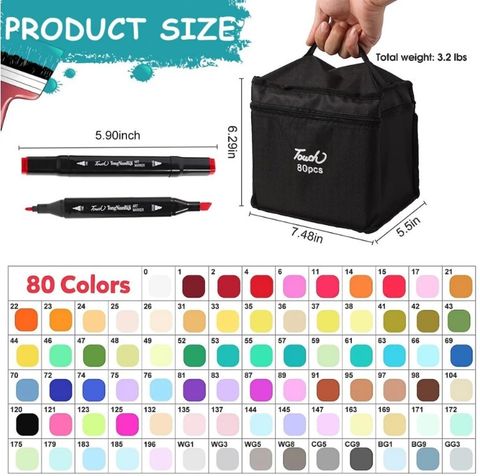 3D METRO SUPER STORE Marker Pen 80 PCS Drawing set Nib Sketch Pens with Washable Ink (Set of 1, Multicolor) - Image 8