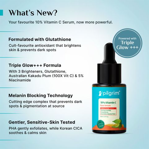Pilgrim 10% Vitamin C Face Serum 30ml + Vitamin C Brightening Gel Face Wash 100ml | Triple Glow+++ Combo for Bright, Even-Toned Skin (2 Items in the set) - Image 6