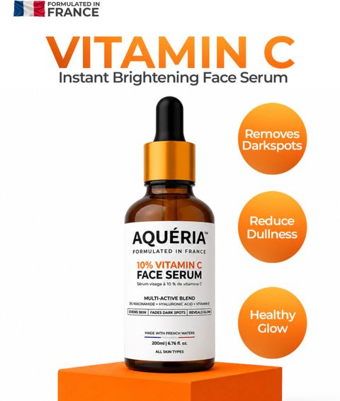 Aqueria 10% Vitamin C Face Serum with Niacinamide & Hyaluronic Acid, - Image 6