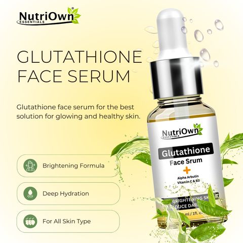 best glutathione serum for skin whitening in india NutriOwn L-Glutathione Brightening & Dark Spot Reduction | Face Brightening Serum with Alpha Arbutin Vitamin C +b3 Before and After Copper Size:100 mg Improved Energy