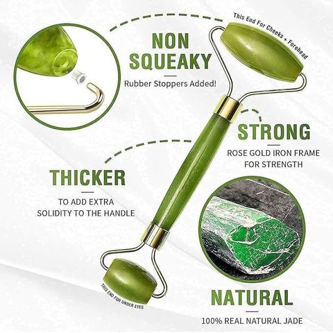 Kwaanie Jade Roller & White Hair Scalp Brush Set â Skin Revitalizing Facial Massage & Scalp Care Combo (3 Items in the set) - Image 6