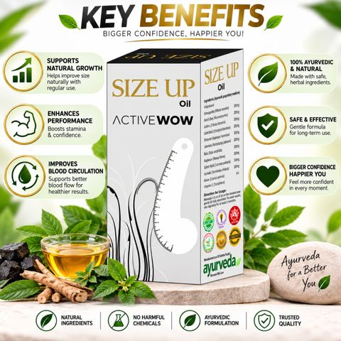 Active Wow SIZE UP OIL Herbal Menâs Care Solution (30 ml) - Image 3