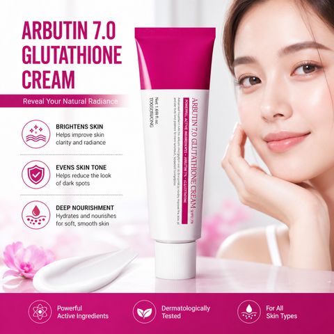 GYONO Arbutin 7% Glutathione Brightening Cream | 70,000 ppm Arbutin + 5,001 ppm Glutathione with Niacinamide | Dark Spot, Pigmentation & Uneven Tone Care