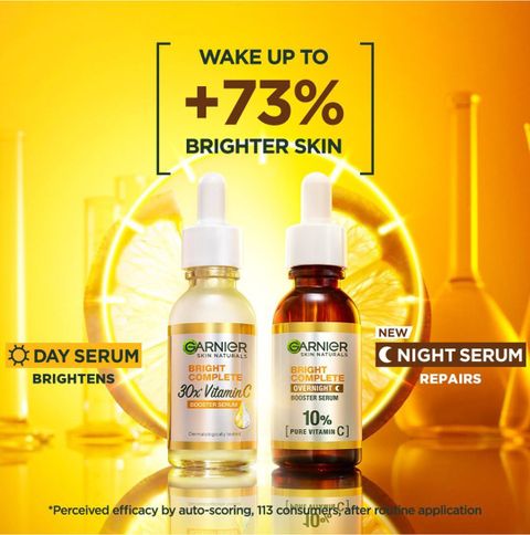 GARNIER Bright Complete Night Vitamin C Serum With 10% Pure Vitamin C for Bright Skin (15 ml) - Image 6