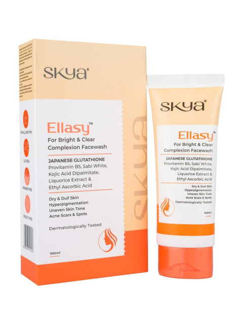 SKYA SKYA ELLASY BRIGHT & CLEAR FACE WASH WITH JAPANESE GLUTATHIONE, PROVITAMIN B5, SABI WHITE, KOJIC ACID DIPALMITATE, LIQUORICE EXTRACT & ETHYL ASCORBIC ACID FOR HYPERPIGMENTATION, SKIN BRIGHTENING, UNEVEN SKIN TONE, ACNE