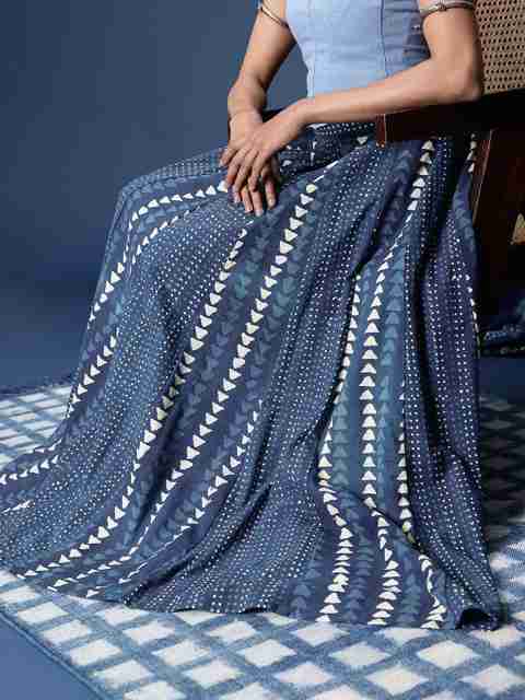 Taavi Women Printed Flared Blue Skirt - Image 2