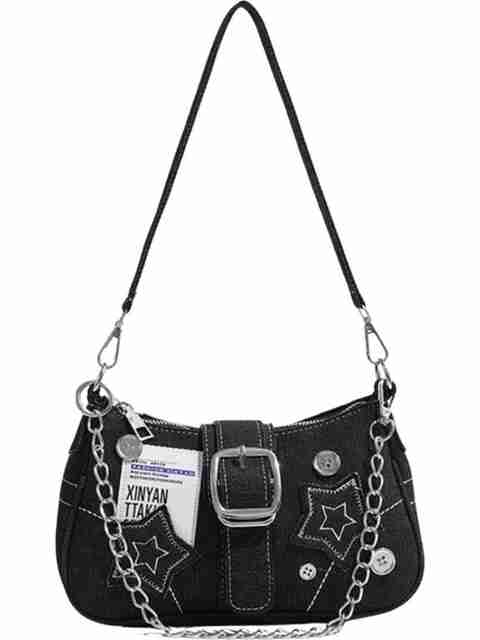 k*i様 Denim Mini Shoulder Bag ITALISH Black Shoulder Bag Trendy Denim Shoulder Bag for Women
