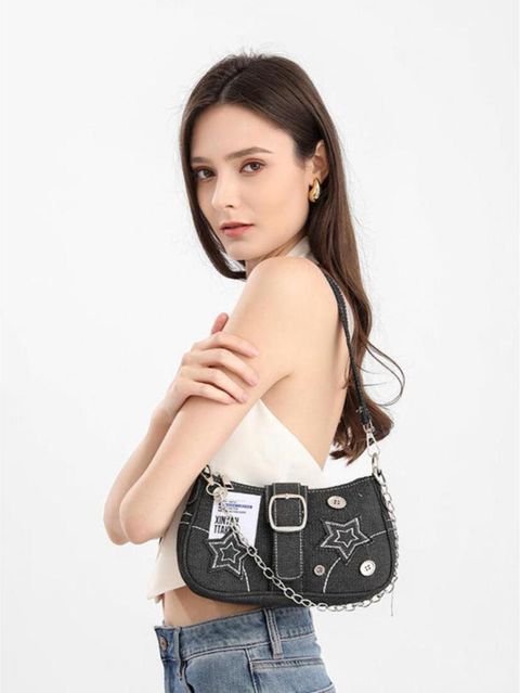 k*i様 Denim Mini Shoulder Bag ITALISH Black Shoulder Bag Trendy Denim Shoulder Bag for Women