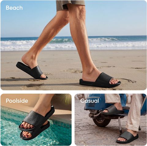 Frido Arch Comfort Slides | EVA Footbed | Non-Slip Sole Slippers For Beach & Dailywear Unisex Slides (Black , 8 UK) - Image 8
