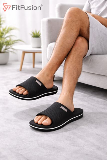 FitFusion Men Slides Black Size 7 - Image 6
