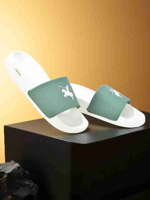 CANTABIL Men Slides (White, Green, Size 8) - Image 5