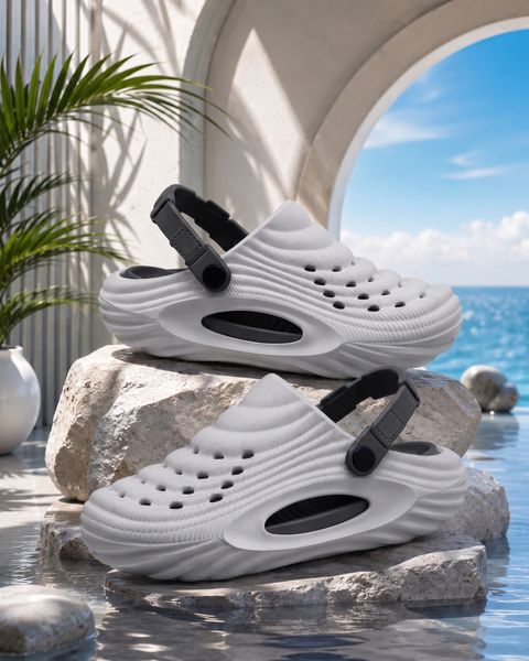 HOTSTYLE Men Slides Grey Black Size 7 - Image 6