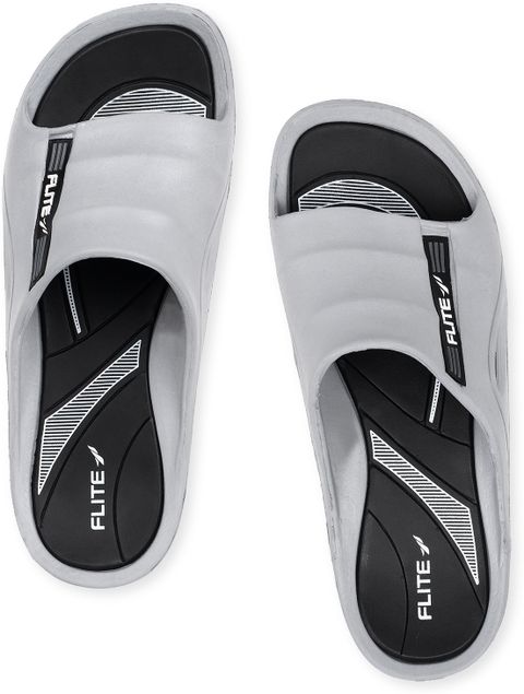FLITE waterproof, lightweight, extra soft and comfortable Men Slides (Grey, Black , 9) - Image 8