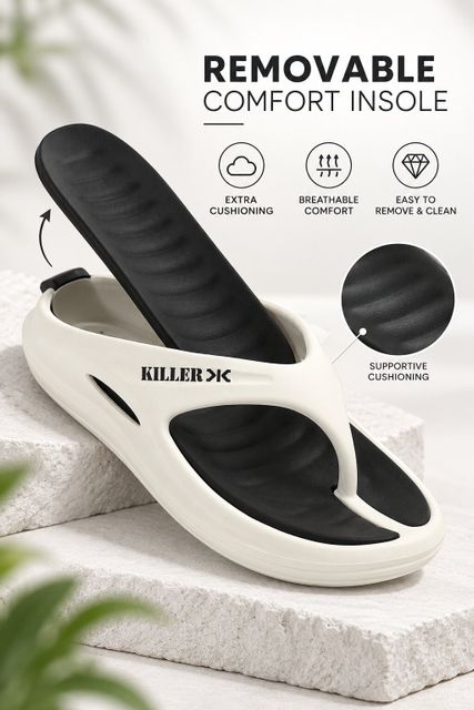 KILLER Flip Flops | EVA Slippers | Chappal | Cushioned | Anti Slip | Daily Wear Men Slippers (White , 10) - Image 7