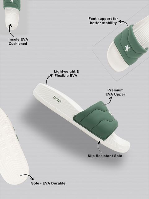 CANTABIL Men Slides White Green Size 6 - Image 6