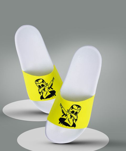 PERY-PAO Men Slides Yellow White Size 6 - Image 5