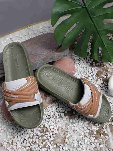 Chupps Vertex Orthopaedic Everyday Comfort Cushioned AntiSkid Men Slides (Olive , 8) - Image 5