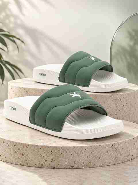 CANTABIL Men Slides White Green Size 6 - Image 5
