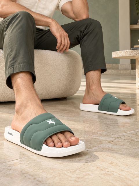 CANTABIL Men Slides White Green Size 6 - Image 7